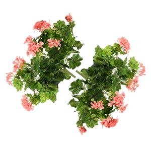 Kunstbloemen boeketje Oostenrijkse geranium - 2x - lichtroze - 40 cm