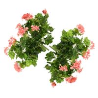 Kunstbloemen boeketje Oostenrijkse geranium - 2x - lichtroze - 40 cm