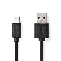 Nedis USB-Kabel | USB 2.0 | USB-A Male | USB-C Male | 15 W | 480 Mbps | Vernikkeld | 2.00 m | Rond | PVC | Zwart | Label - CCGL60600BK20