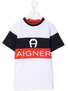 Aigner Kids t-shirt à bande logo - Blanc