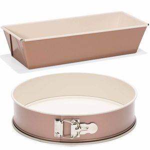 Set van 2x rose gouden bakvormen voor cake en taart 25 en 24 cm