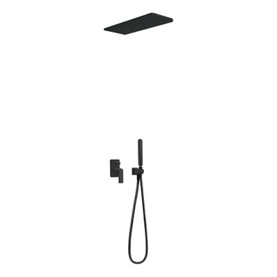 Regendouche set Tres Loft | Inbouw | Mengkraan | 2-weg | Vierkant | Zwart mat
