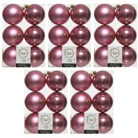 30x Kunststof kerstballen glanzend/mat oud roze 8 cm kerstboom versiering/decoratie   -