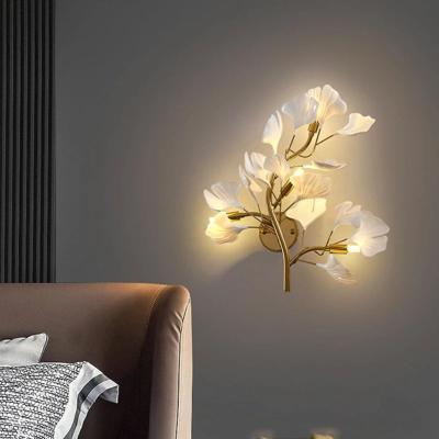 GinkgoLume Nordic Wandlamp - Minimalistische LED Bedlamp met Ginkgoblad Design