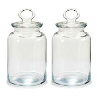 Snoeppot/voorraadpot Megan - 2x - 1100 ml - glas - met luchtdichte deksel - D11 x H17 cm