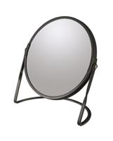 Make-up spiegel Cannes - 5x zoom - metaal - 18 x 20 cm - zwart - dubbelzijdig - Make-up spiegeltjes