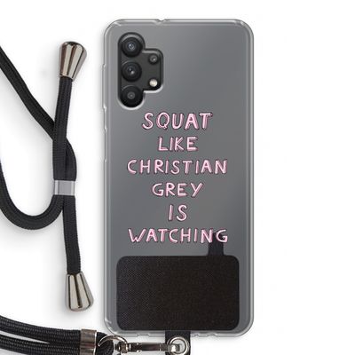 Christian Grey: Samsung Galaxy A32 5G Transparant Hoesje met koord