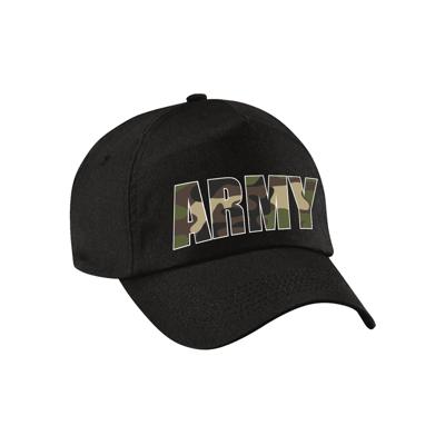 Soldaten verkleed petje - army cap - camouflage letters - zwart - kinderen - leger - miltairen
