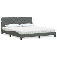 Bed met matras stof donkergrijs 180x200 cm