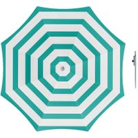 Parasol - Groen/wit - D160 cm - incl. draagtas - parasolharing - 49 cm