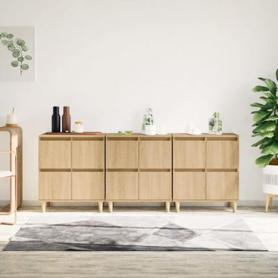 Dressoirs 3 st 60x35x70 cm bewerkt hout sonoma eikenkleurig