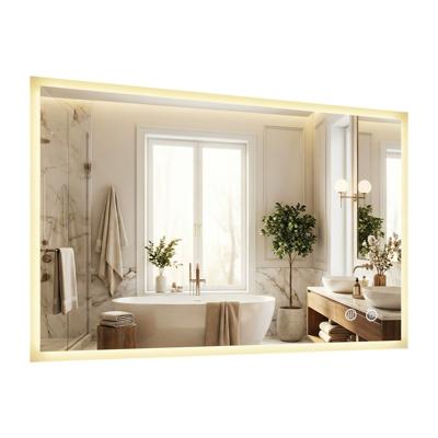 120 x 70 cm LED-badkamerspiegel Rechthoekige Wandspiegel met Anticondens 3 Lichtkleuren Traploos Dimbaar Touchbediening