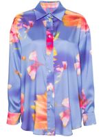 MSGM chemise en satin à fleurs - Violet - thumbnail