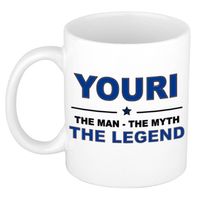 Naam cadeau mok/ beker Youri The man, The myth the legend 300 ml - Naam mokken - thumbnail