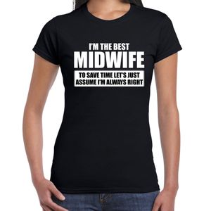 Zwart cadeau t-shirt I'm the best Midwife / ik ben de beste verloskundige voor dames 2XL  -