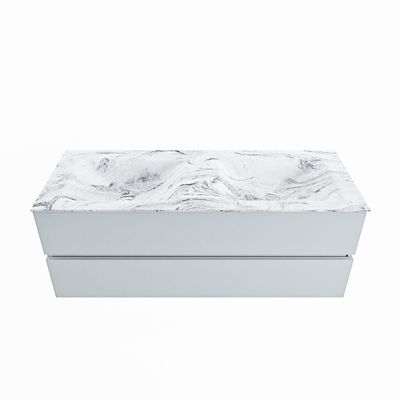MONDIAZ VICA-DLUX 130cm badmeubel onderkast Clay 2 lades. Inbouw wastafel CLOUD dubbel 2 kraangaten, kleur Glace.