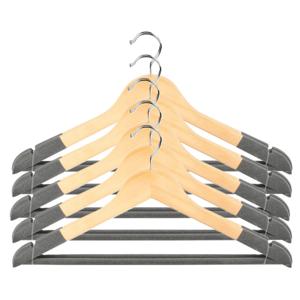 Kledinghangers Nordic - grijs - 10x stuks - hout