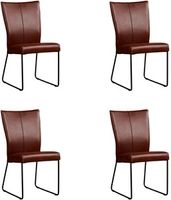 Set van 4 Cognac leren industriële eetkamerstoelen Mate - Granada leer Cognac (cognac leer)