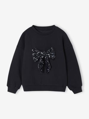 Kerstsweater voor meisjes met lovertjes antraciet