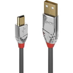 Lindy 36634 5m USB A Mini-USB B Mannelijk Mannelijk Grijs USB-kabel