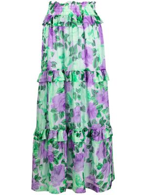 P.A.R.O.S.H. jupe imprimée à taille haute - Violet