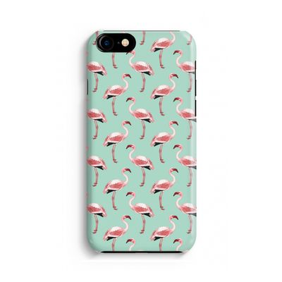 Flamingoprint groen: iPhone 8 Volledig Geprint Hoesje