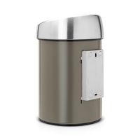 Brabantia Touch Bin wandafvalemmer 3 liter met kunststof binnenemmer - Platinum / Matt Steel - thumbnail