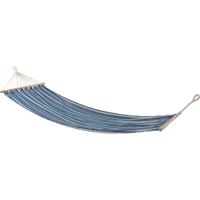 Hangmat Beach Vibes - blauw/naturel - 200 x 80 cm - met houten/touwen frame   - - thumbnail