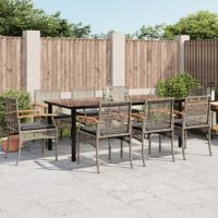 9-delige Tuinset met kussens poly rattan grijs