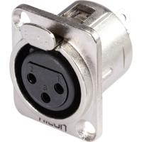 Hicon HI-X3DF XLR-connector Flensbus, contacten recht Aantal polen: 3 Zilver, Zwart 1 stuk(s)