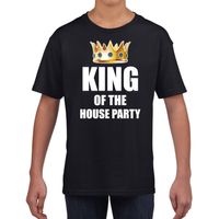 King of the house party t-shirts voor thuisblijvers tijdens Koningsdag zwart kinderen / jongens XL (164-176)  - - thumbnail