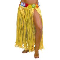 Hawaii verkleed rokje - voor volwassenen - geel - 75 cm - rieten hoela rokje - tropisch