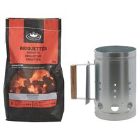 Fancy Flames BBQ aanmaakset - briketten - 3 kilo - met snelstarter - staal/hout
