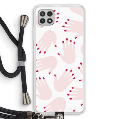 Hands pink: Samsung Galaxy A22 4G Transparant Hoesje met koord