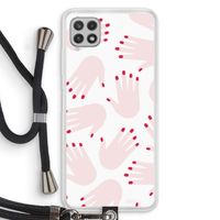 Hands pink: Samsung Galaxy A22 4G Transparant Hoesje met koord