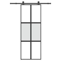 VidaXL Schuifdeur met beslag 76x205 cm gehard glas en aluminium