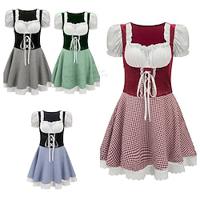 Carnaval Oktoberfest bier Kostuum Jurken Dirndl Trachtenkleider hulp in de huishouding Duits München Weiden Dames Doek in traditionele stijl Kleding Lightinthebox