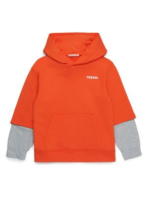 Marni Kids sweat superposé à logo appliqué - Orange