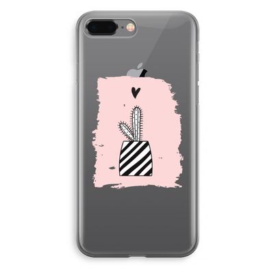 Zwart-wit cactus: iPhone 8 Plus Transparant Hoesje