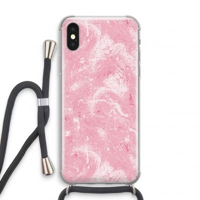 Abstract Painting Pink: iPhone X Transparant Hoesje met koord