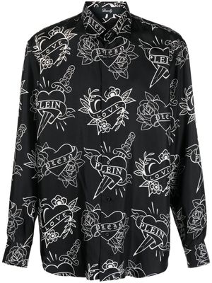 Philipp Plein chemise à logo imprimé - Noir