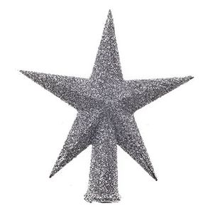 Decoris Mini kerstboom piek - zilver - D12 cm - kunststof - kerstboompieken