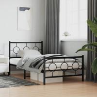 Bedframe met hoofd- en voeteneinde metaal zwart 100x190 cm
