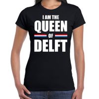 I am the Queen of Delft Koningsdag t-shirt zwart voor dames - thumbnail