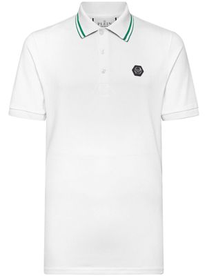Philipp Plein polo en coton à imprimé tête de mort - Blanc