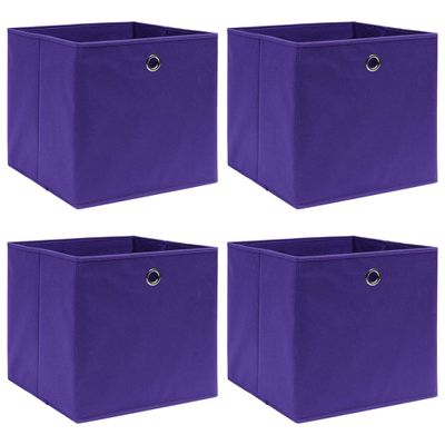 VidaXL Opbergboxen 4 st 28x28x28 cm nonwoven stof paars