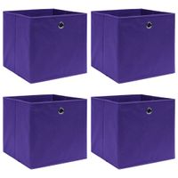 VidaXL Opbergboxen 4 st 28x28x28 cm nonwoven stof paars