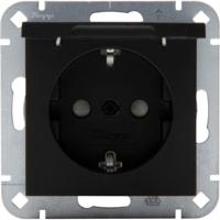Enzo Kopp hk07 pure mat zwart inbouw stopcontact ra met deksel + kinderbeveiliging - 4624650