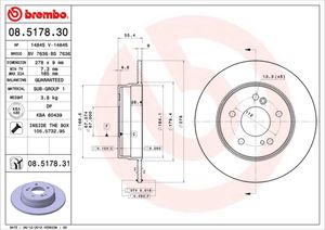 Remschijf BREMBO, Remschijftype: Massief, u.a. für Mercedes-Benz, Chrysler