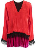 Roberto Cavalli robe en velours à détails en dentelle - Rouge